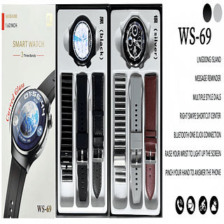 WS-69 - 3 PULSEIRAS (METAL, COURO E SILICONE)